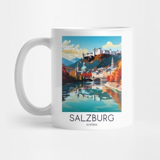 A Pop Art Travel Print of Salzburg - Austria Mug